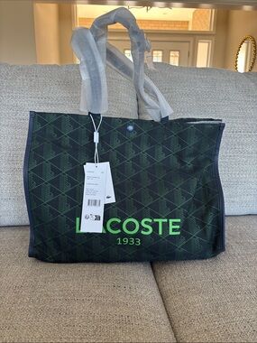 Lacoste Blue and Green Logo Tote